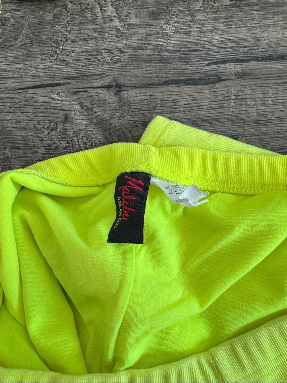 Vintage Neon Yellow Women’s Bikini Top and Swim Shorts Set